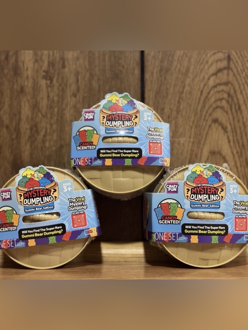 Crazy Fun Original Mystery Dumpling Gummi Gummy Bear Edition Scented (Lot of 3)